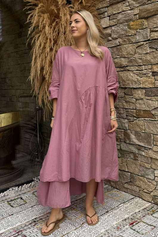 Made in Italy Purdy Pure Cotton Smock Dress Indian Pink